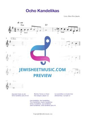 Ocho Kandelikas. Lead Sheet with chords