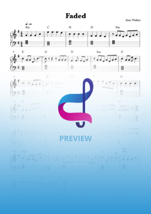 Faded. Easy piano for beginners.