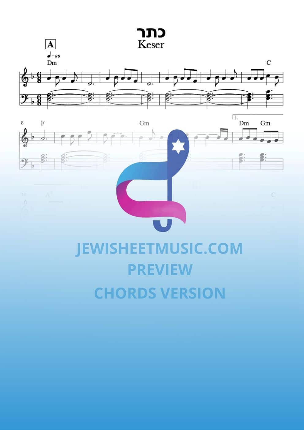 Piano sheet music preview of Keser